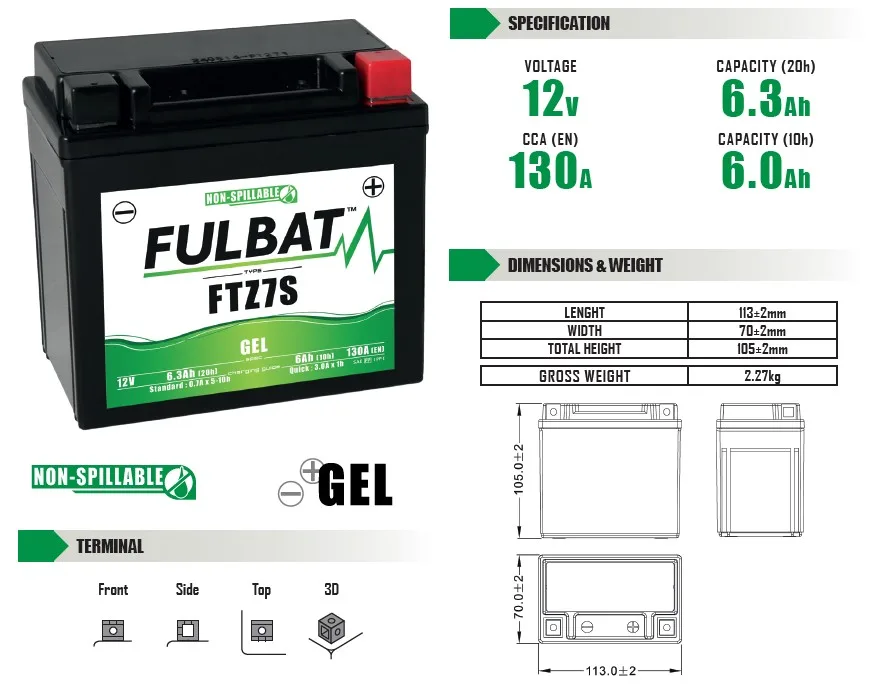 Batería de moto FULBAT YTZ7S GEL - 550635 - Imagen 4