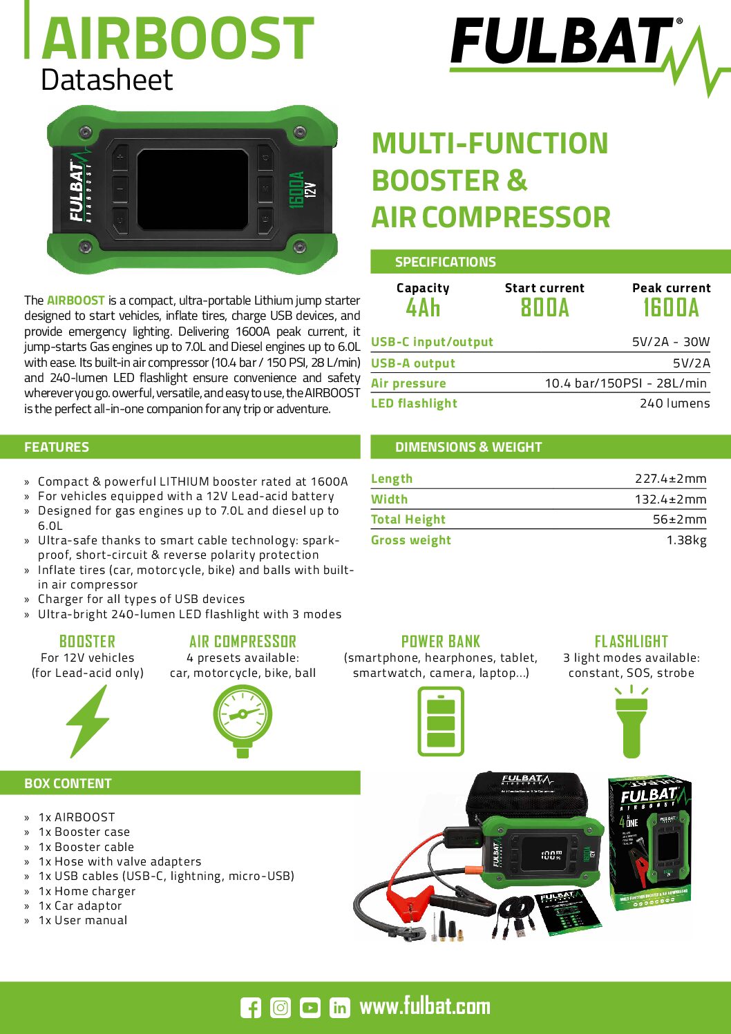 Arrancador batería FULBAT AIRBOOST LITIO 1600A - 750595 - Imagen 5